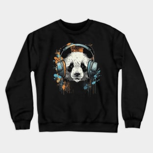 Panda bear in headphones Crewneck Sweatshirt